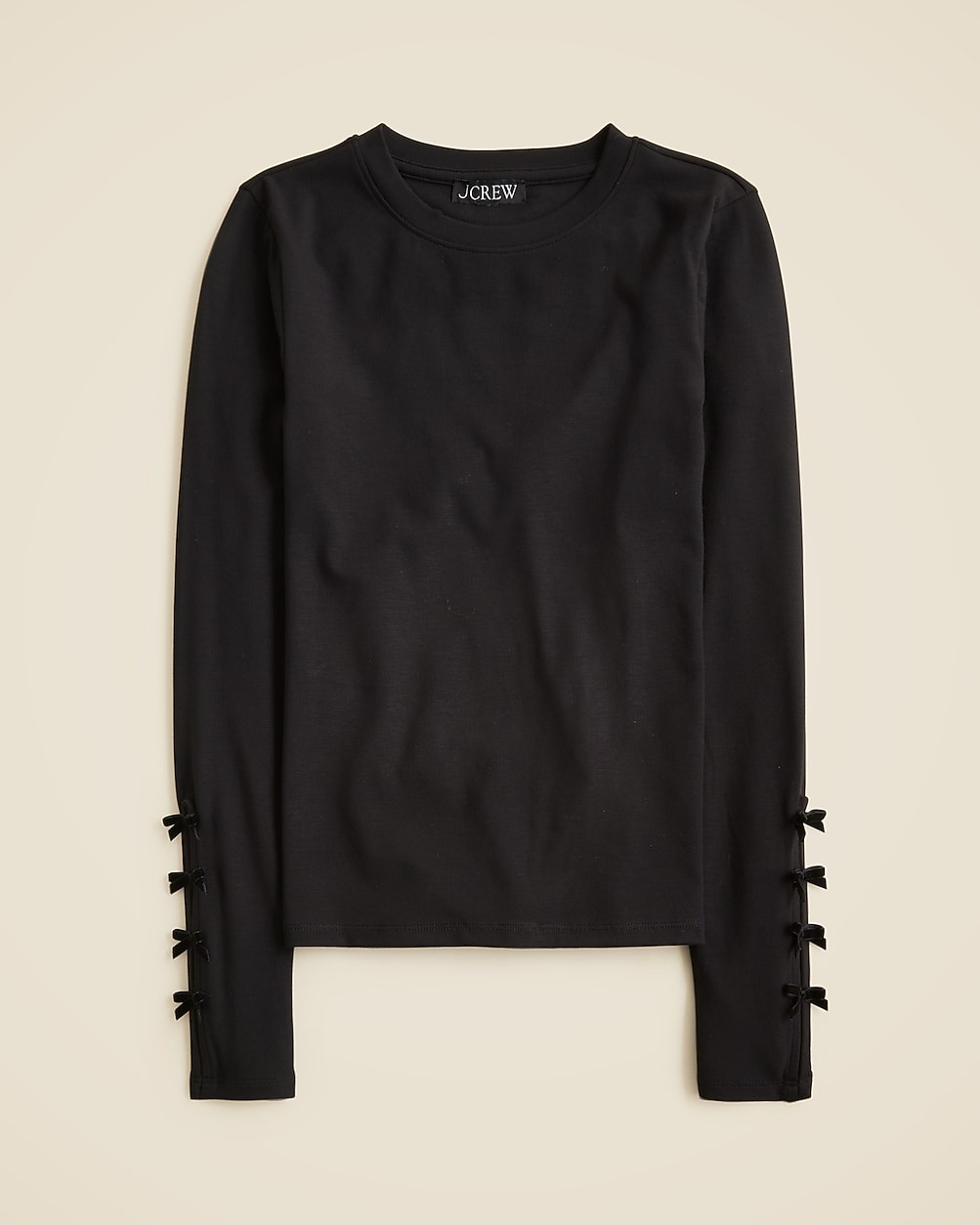 Refined rib long-sleeve T-shirt with bow cuffs | J. Crew US