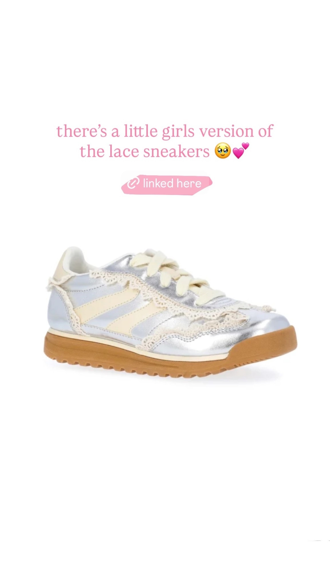 there’s a little girls version of the lace sneakers 🥹💕
