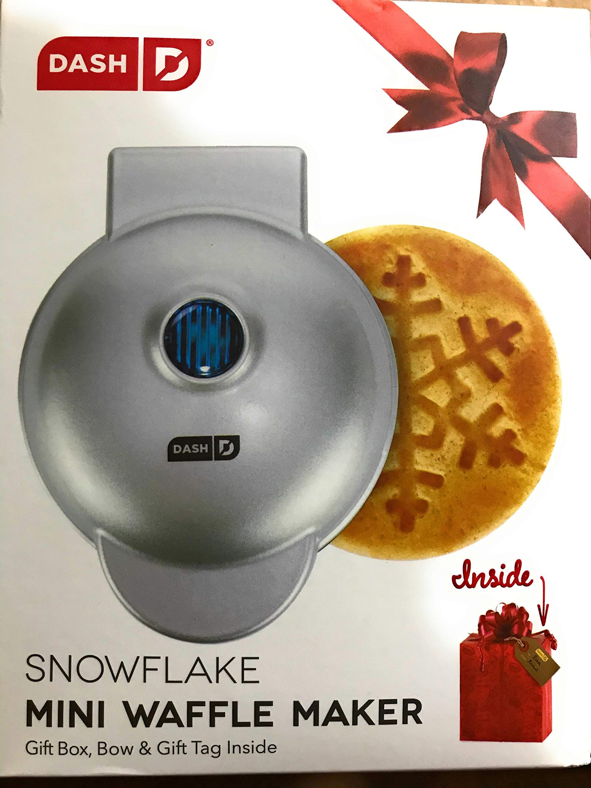 Dash Snowflake Mini Waffle Maker (Silver) with Gift Box, Bow & Gift Tag Inside | Amazon (US)
