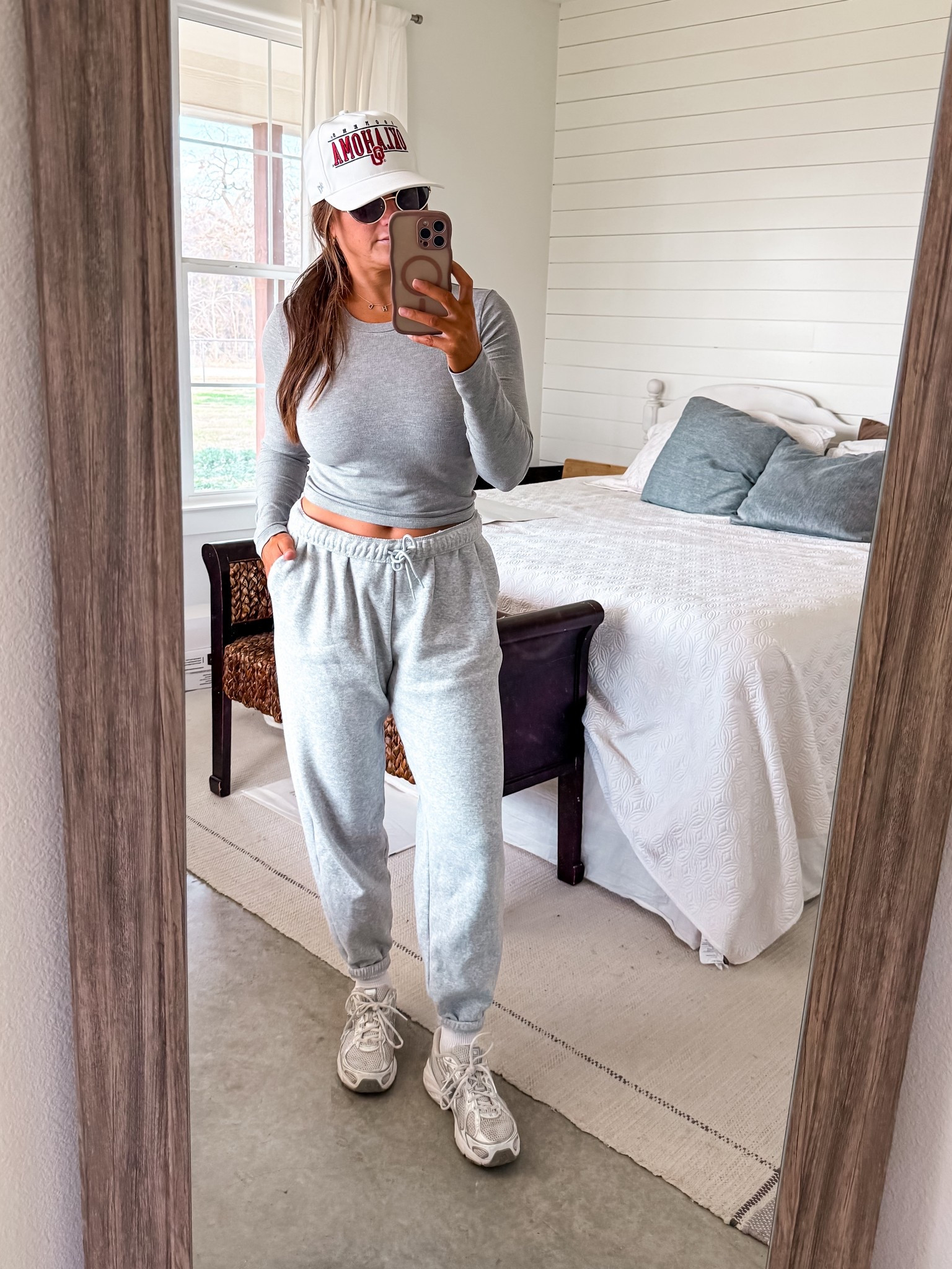 Who says you can’t look cool in sweats? This too is super soft and comfortable, the perfect basic for layering as well. 
Top: large (sized up for the bust area)
Pants: medium (could have done small) 
Sneakers: tts 

#LTKmomlife #LTKootd #LTKFindsUnder50