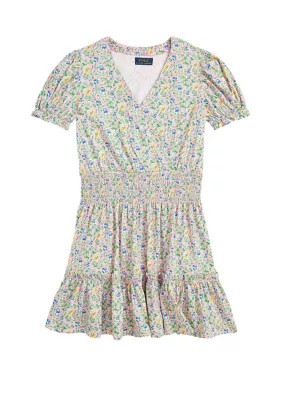 Girls 7-16 Floral Faux-Wrap Cotton Jersey Dress | Belk