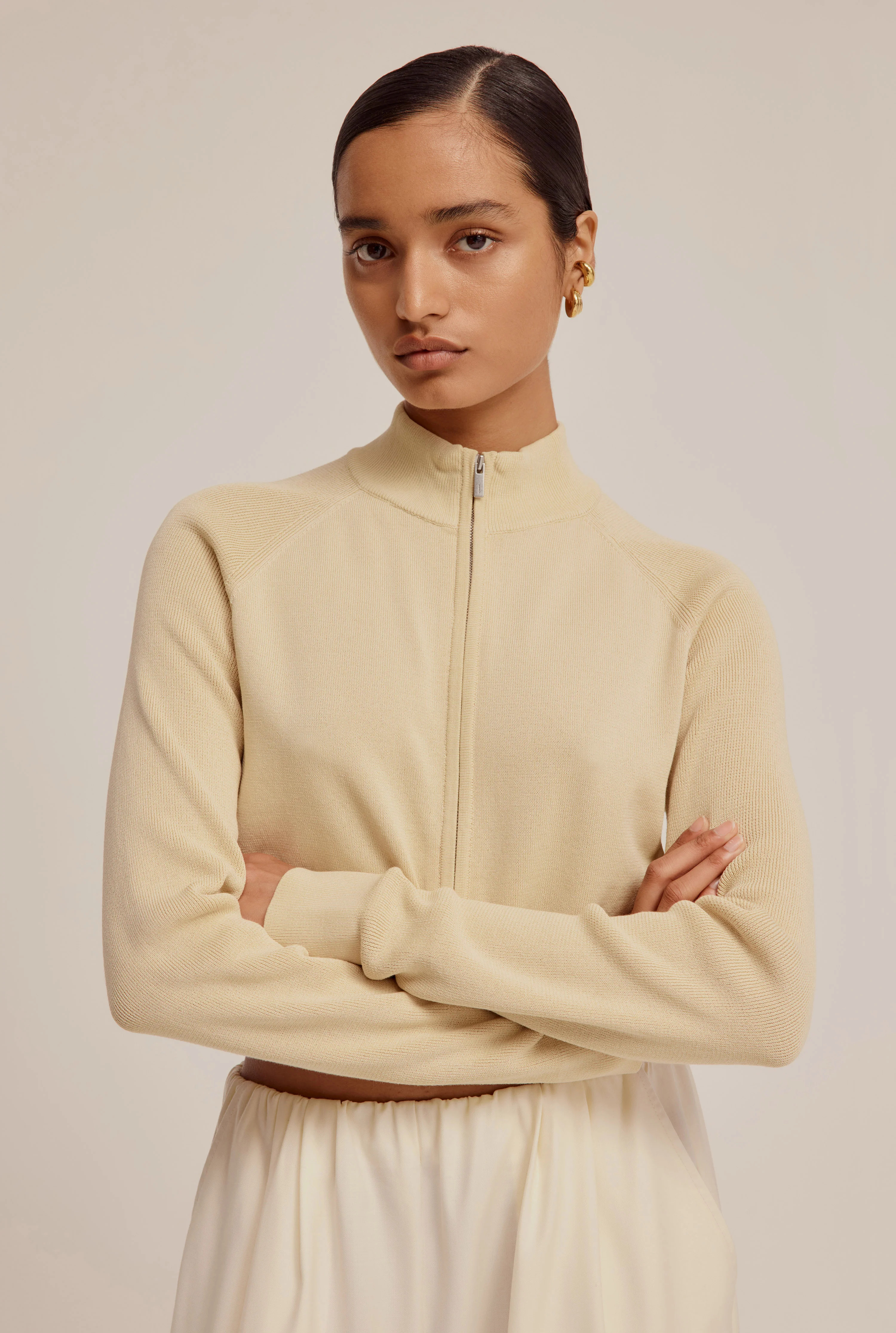 Cotton Cropped Zip Up Jacket | Venroy AU
