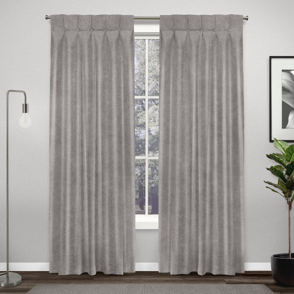 Ghent Metrosuede Inverted Pleat Button Top Curtain Panel Pair - Exclusive Home | Target