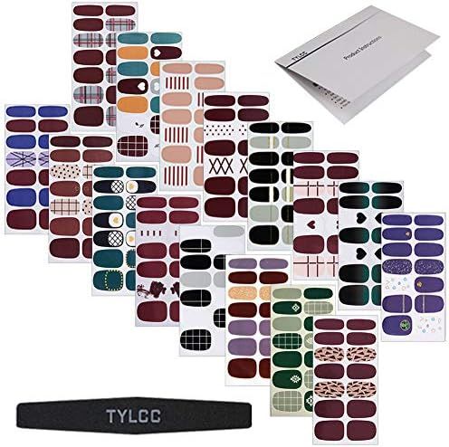 TYLCC 16 Sheets Nail Polish Stickers Full Nail Wraps for Women Self-Adhesive Nail Polish Strips N... | Amazon (US)