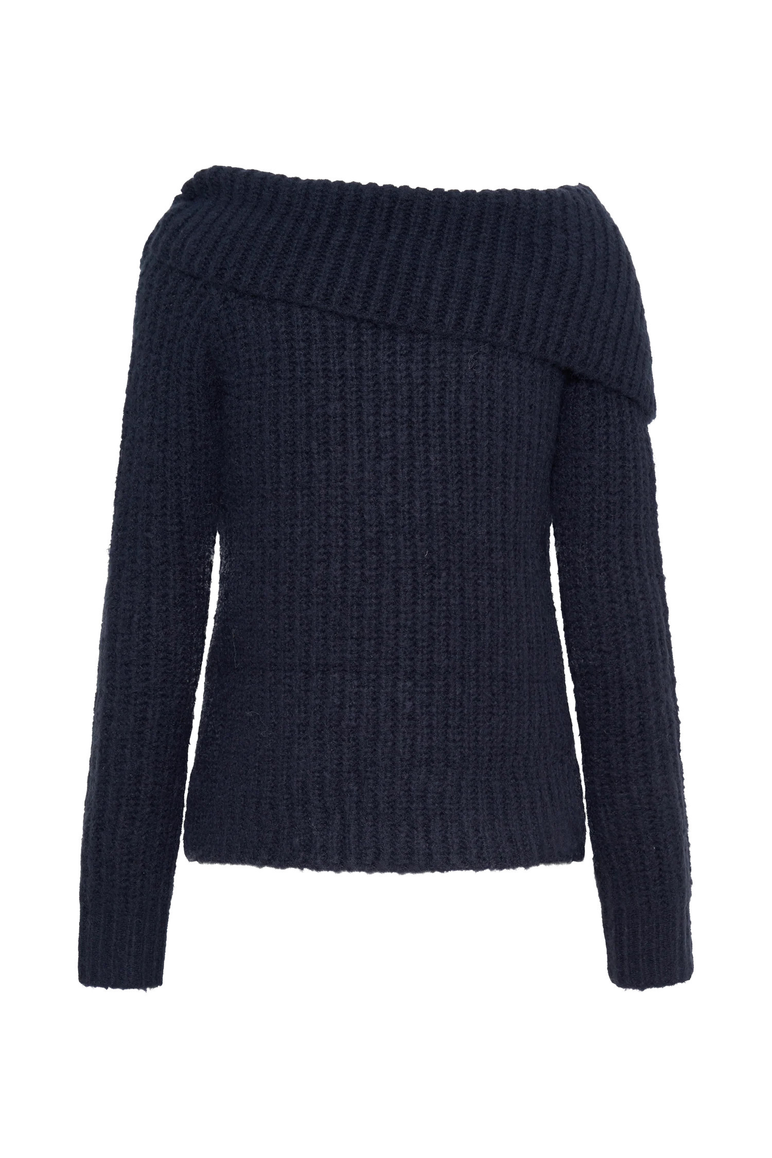 Off Shoulder Knit Top - Dark Navy | MESHKI US