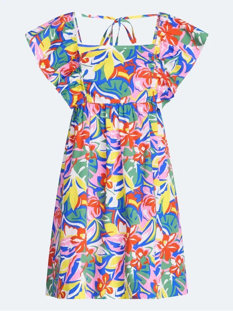 Free Assembly Women's and Women's Plus Square Neck Flutter Sleeve Mini Dress, XS-4X | Walmart (US)