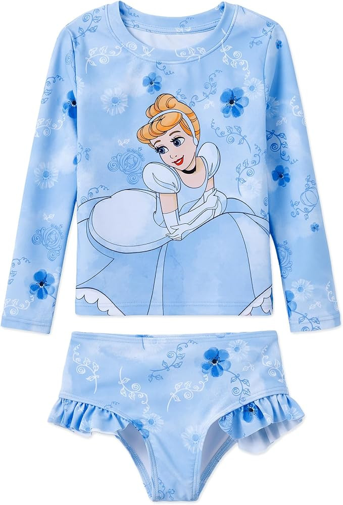 Disney Mickey and Friends Girl Two Piece Long Sleeve Swimsuit Rashguard Bathing Suit | Amazon (US)