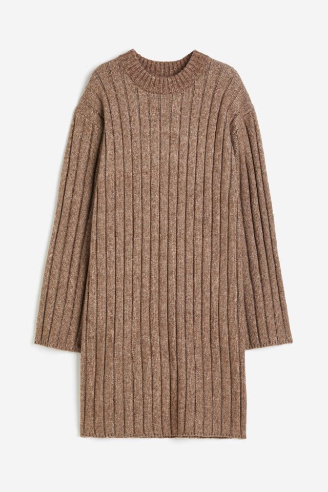Rib-knit Dress - Dark beige melange - Ladies | H&M US | H&M (US + CA)