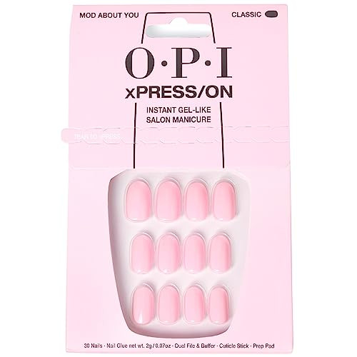 OPI xPRESS/ON Mod About You | Baby Pink Short Round Press On Nails | With Nail Glue | Long Lasting, Reusable, Non-damaging | Amazon (US)