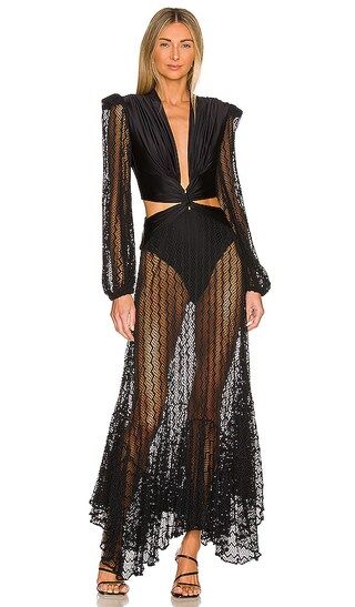 Plunge Netted Beach Dress in Black | Revolve Clothing (Global)