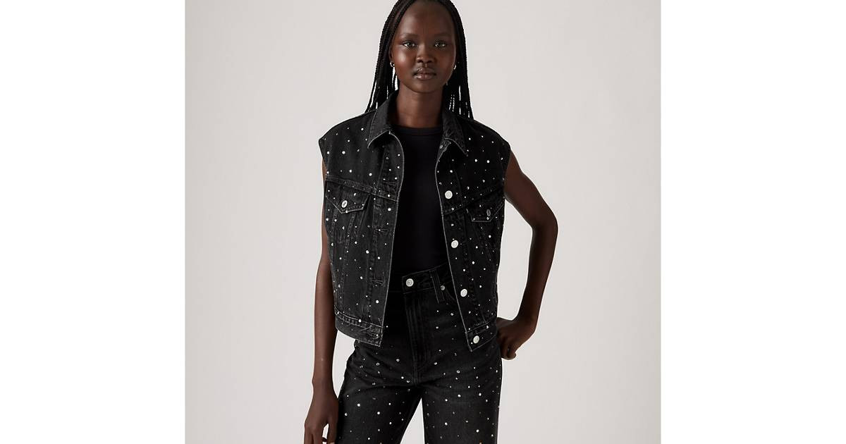 Shrunken '90s Trucker Vest - Black | Levi's® US | Levi's US