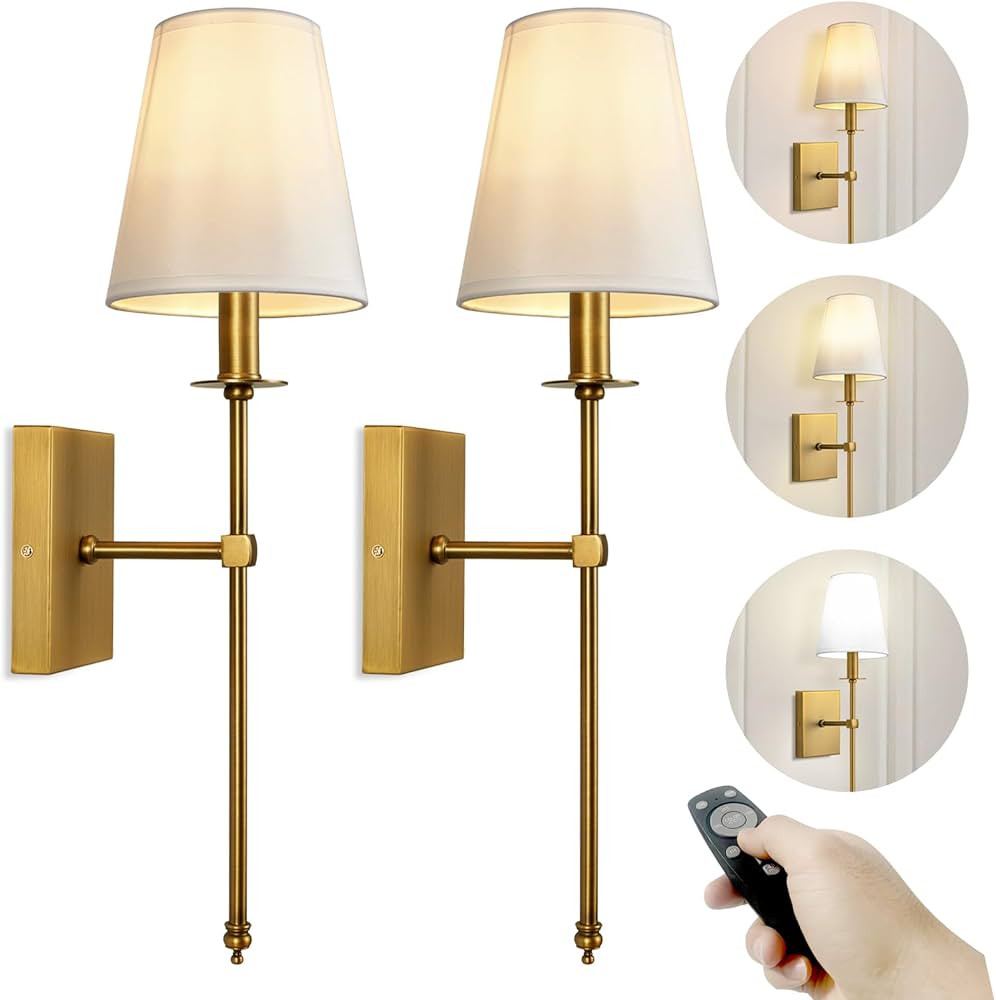 TERLEENART Rechargeable Battery Operated Wall Sconces Set of 2 with Remote Control, No Wiring ... | Amazon (US)