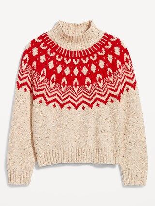 Mock-Neck Fair Isle Cropped Sweater for Women | Old Navy (US)