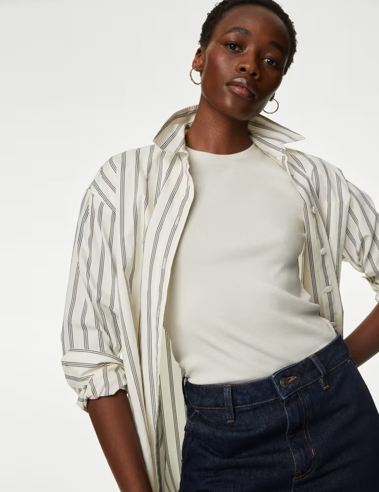 Cotton Rich Ribbed Slim Fit T-Shirt | Marks & Spencer (UK)