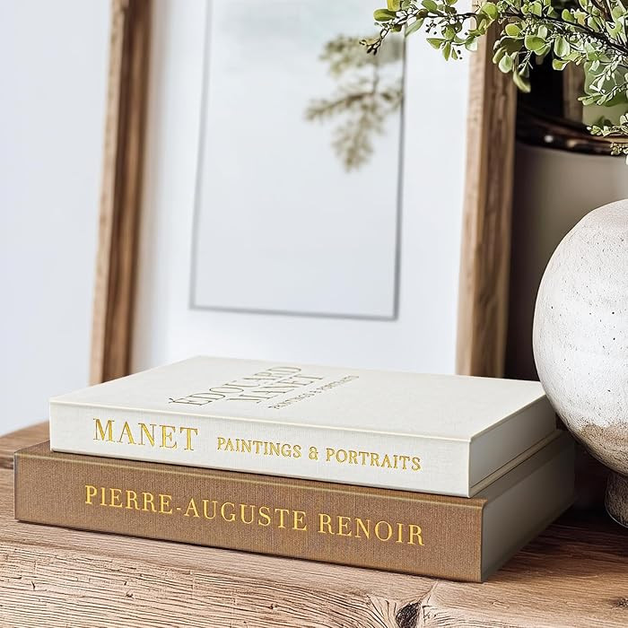 Aesthetic Decorative Books for Coffee Table - Set of 2 Linen Faux Book for Room Bookshelf Decor -... | Amazon (CA)