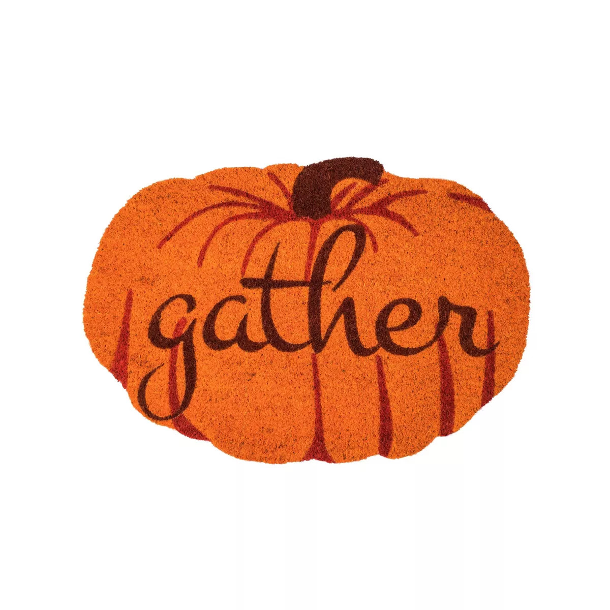 1'6" x 2'3" Festive Gather Pumpkin Shaped Indoor/Outdoor Coir Doormat Orange/Brown - Entryways | Target