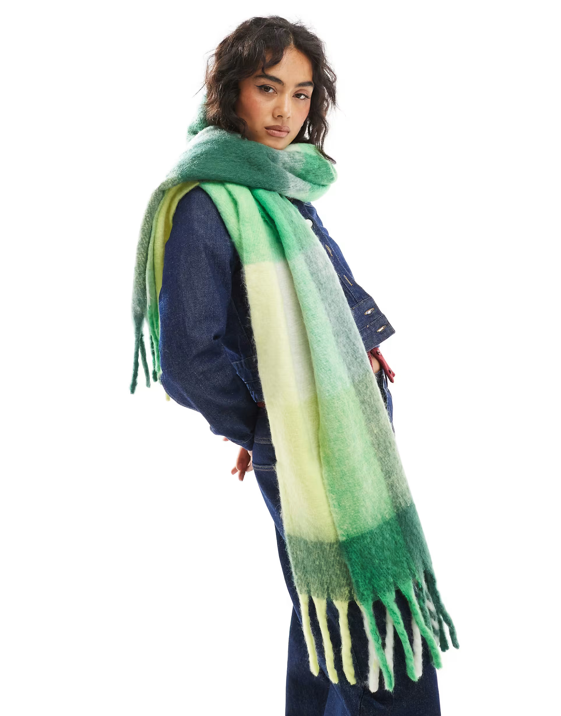 ONLY soft scarf in green checks | ASOS (Global)