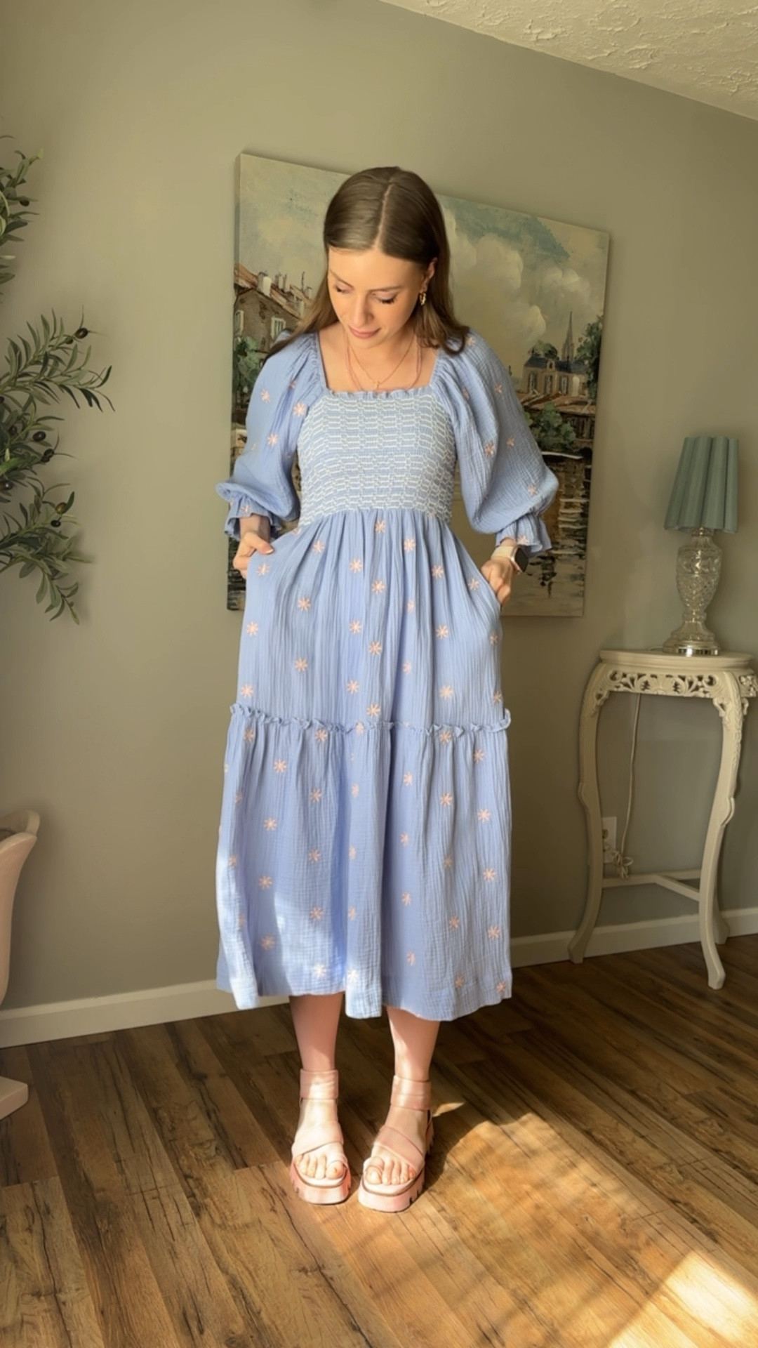 OOTD 4/23/25

Light blue purple periwinkle gauze Cotten blend midi dress, puff long sleeve dress, embroidered flowers dress fp, pink platform ankle sandals, free people we the free leather sandals, gold jewelry accessories, Amazon jewelry affordable, summer style, tall girl friendly dress, mocked detail

#LTKStyleTip #LTKSeasonal #LTKSaleAlert