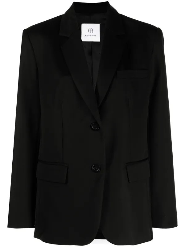 ANINE BING Classic single-breasted Wool Blazer - Farfetch | Farfetch Global