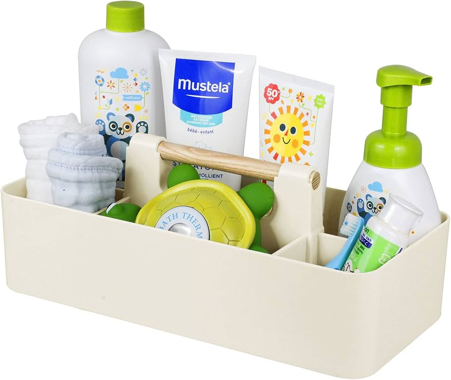 Baby Shower Caddy Plastic Nursery Portable Storage Organizer Caddy Tote for Child/Kids, Divided B... | Amazon (US)