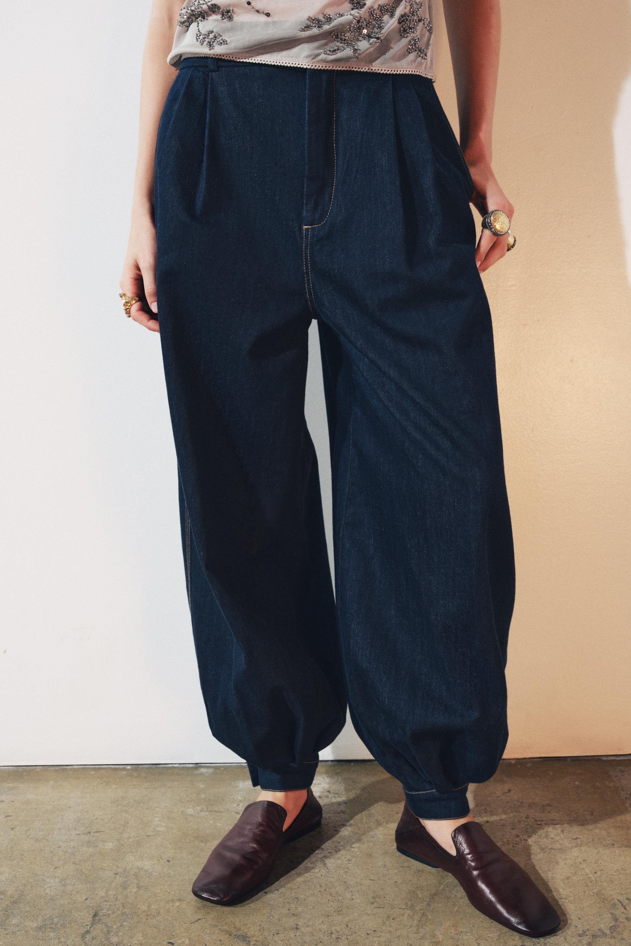 ZW COLLECTION DENIM BALLOON PANTS | Zara US