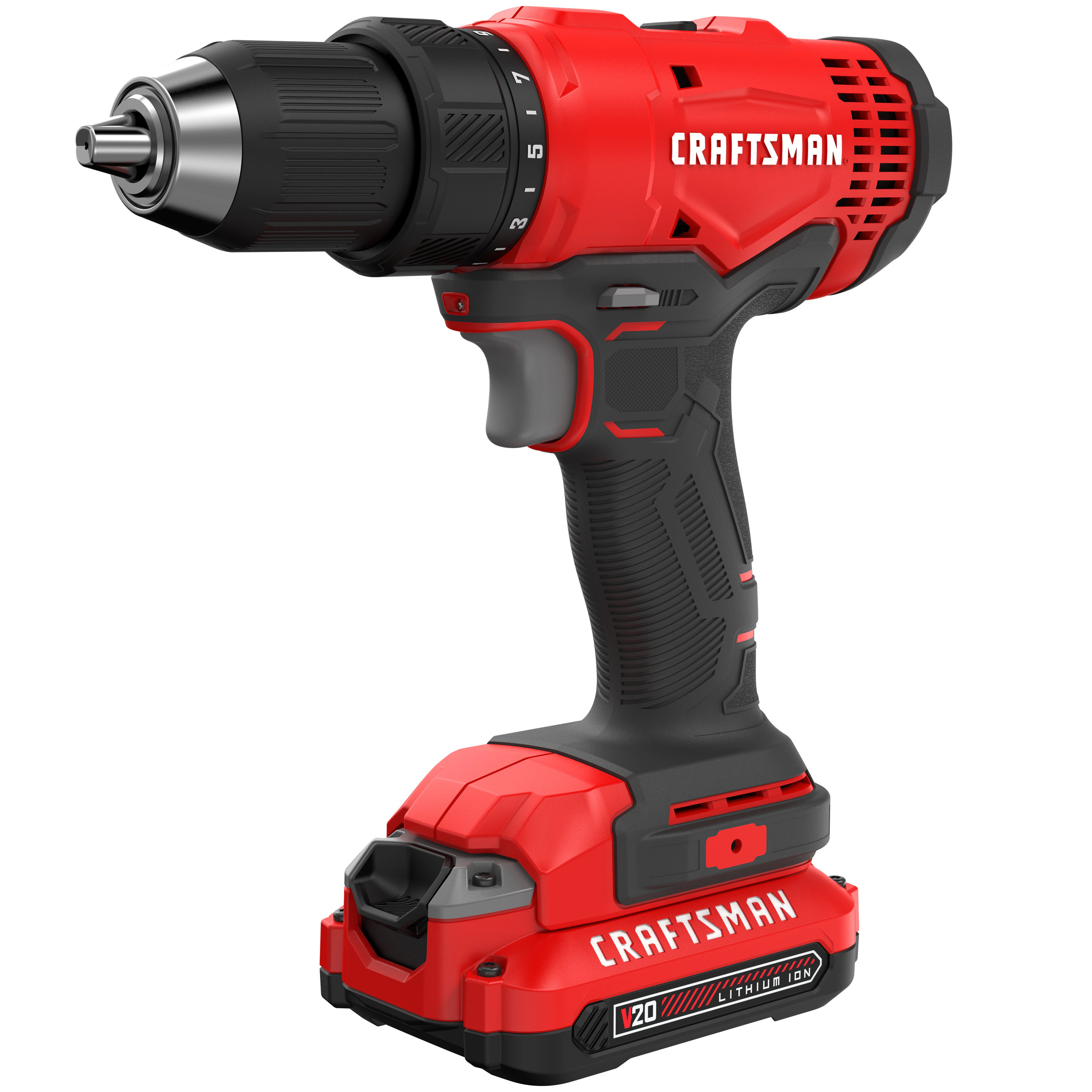 CRAFTSMAN V20 20-volt Max 1/2-in Keyless Cordless Drill ( 2 -Batteries Included, and Charger Included ) | CMCD701C2 | Lowe's