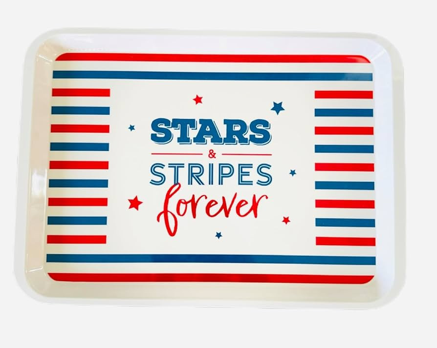 10" x 14" Vintage Serving Platter Patriotic American Designs Party Tray (Star and Stripes) | Amazon (US)