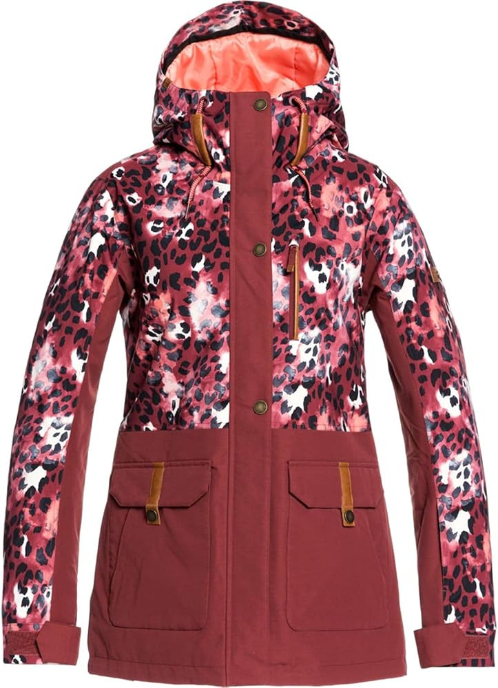 Roxy Andie Parka Jacket Oxblood Red Leopold XS (US 0-1) | Amazon (US)