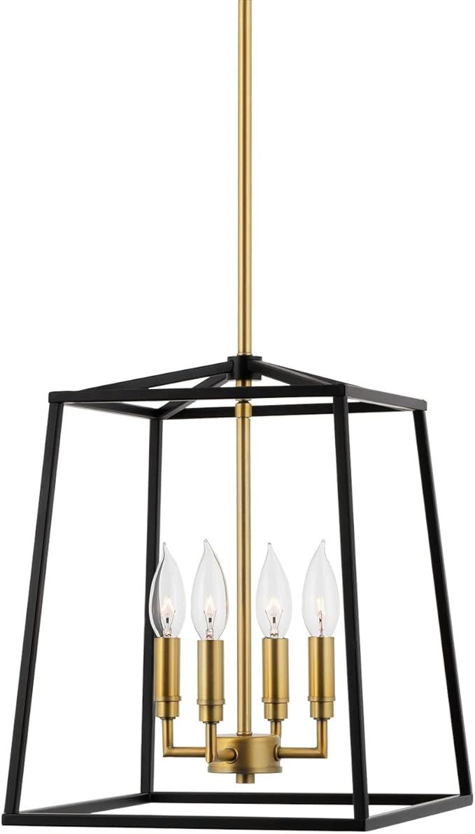 Kira Home Bellevue 15.5" 4-Light Modern Farmhouse Lantern Pendant Light, Adjustable Foyer Chandel... | Amazon (US)
