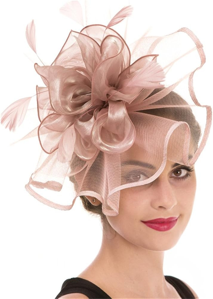 Women's Organza Church Kentucky Derby British Fascinator Bridal Tea Party Wedding Hat Summer | Amazon (US)