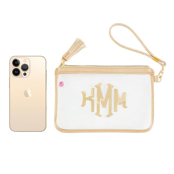 Monogrammed Clear Stadium Wristlet | Marleylilly