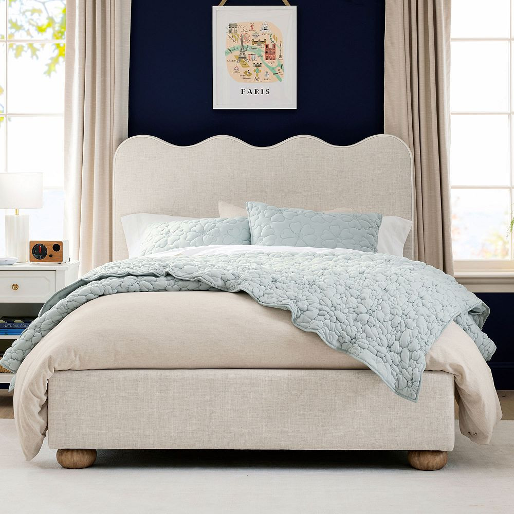 Millie Wavy Upholstered Classic Bed | Pottery Barn Teen