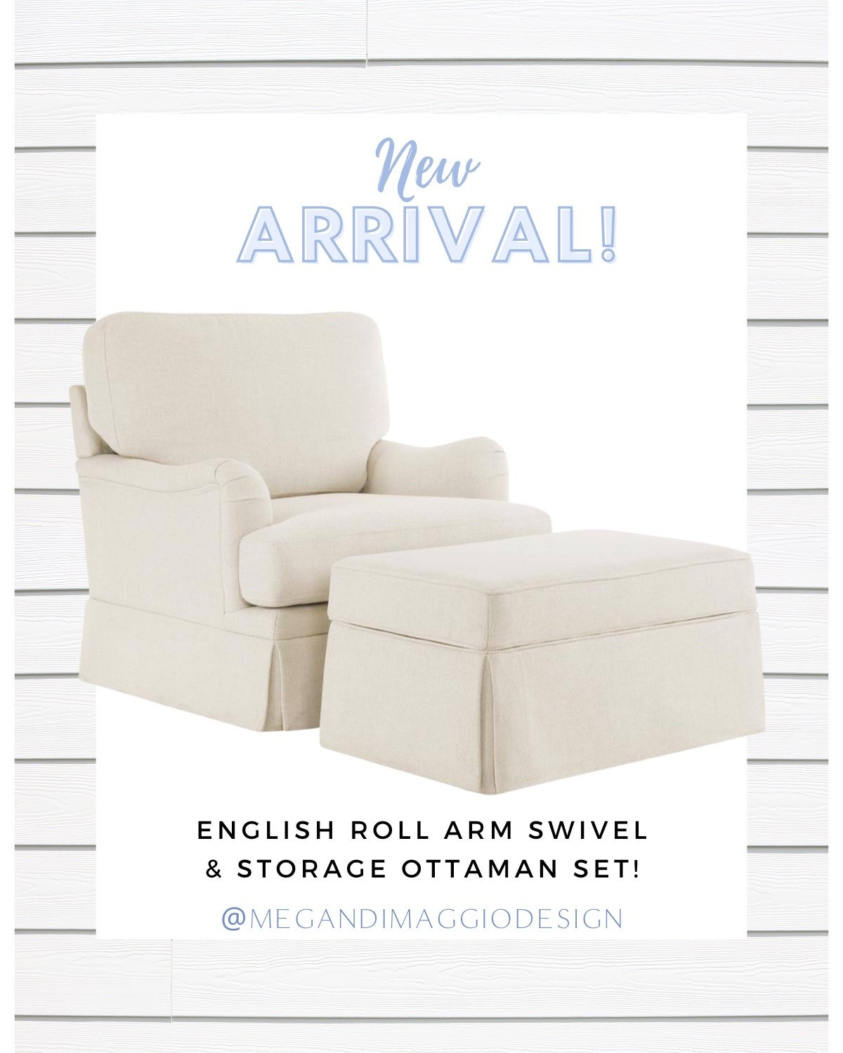 New pottery barn look for WAY less!! I’ve always loved an English roll arm chair and this one not only is skirted, but also SWIVELS, comes with or without an ottoman and is under $600 for the pair, or under $450 for just the chair!! 👏🏻👏🏻👏🏻