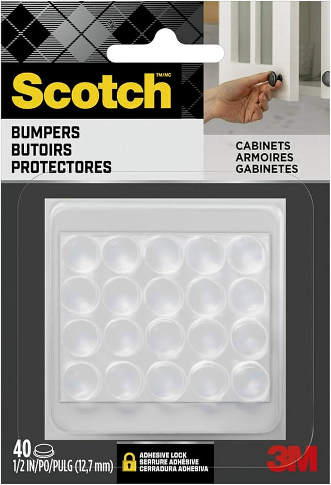 Scotch Clear Adhesive Bumper Pads 40 PCS, Self-Stick Rubber Pads 1/2" Round, Cabinet Door Rubber Bumpers, Designed to Protect Cabinets and Drawers, Sound Dampening, Transparent (SP951-NA) | Amazon (US)