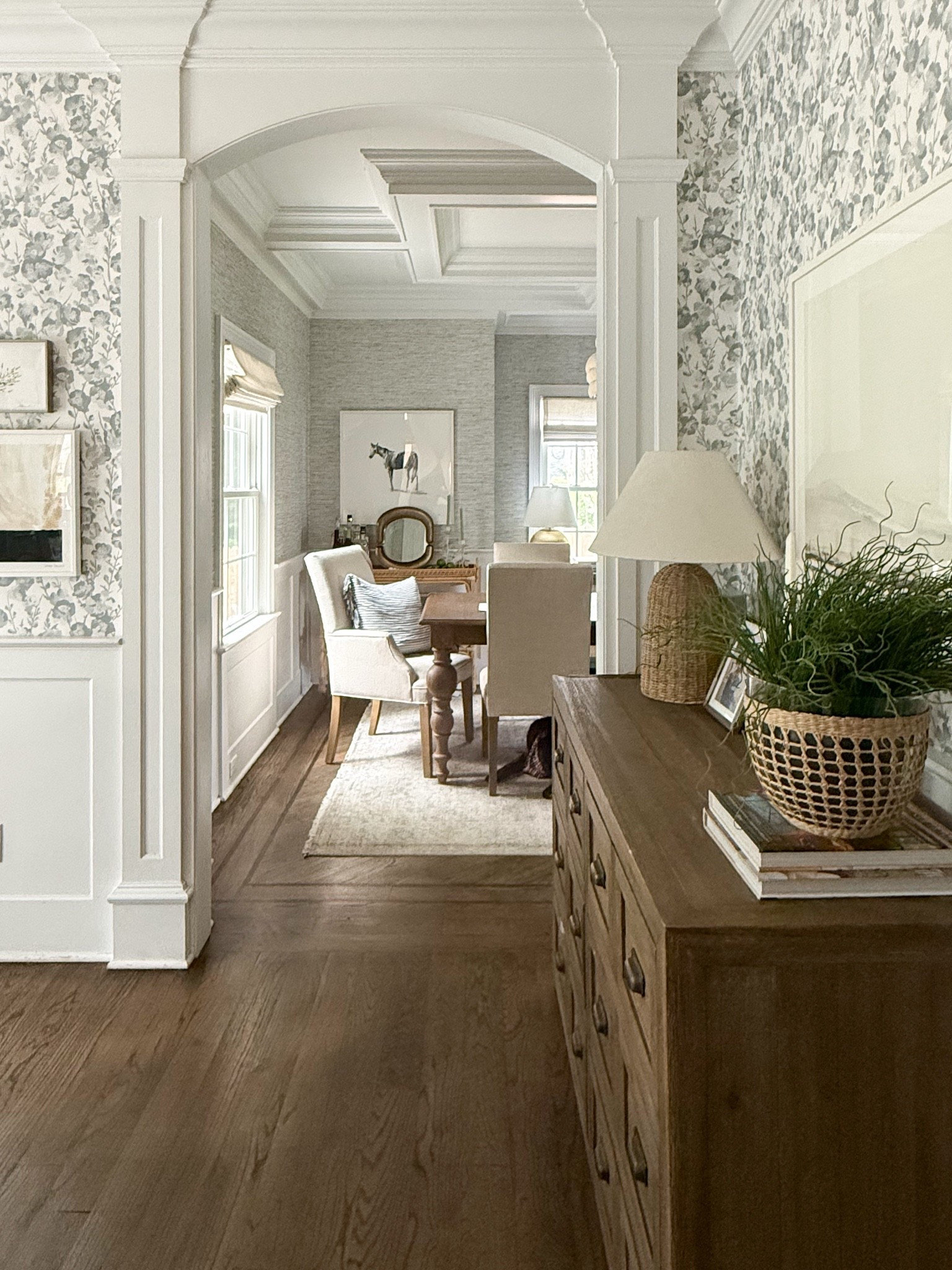Modern coastal dining room — give me all of the wallpaper, woven accents and arched doorways!!! 

Dining room, chandelier, lighting, dining room inspo, dining room decor, console table decor, Serena & Lily, wallpaper, girlonthehudson, neutral home, modern coastal, minted art, cozy home, grasscloth wallpaper

#LTKSaleAlert #LTKHome #LTKdayinmylife