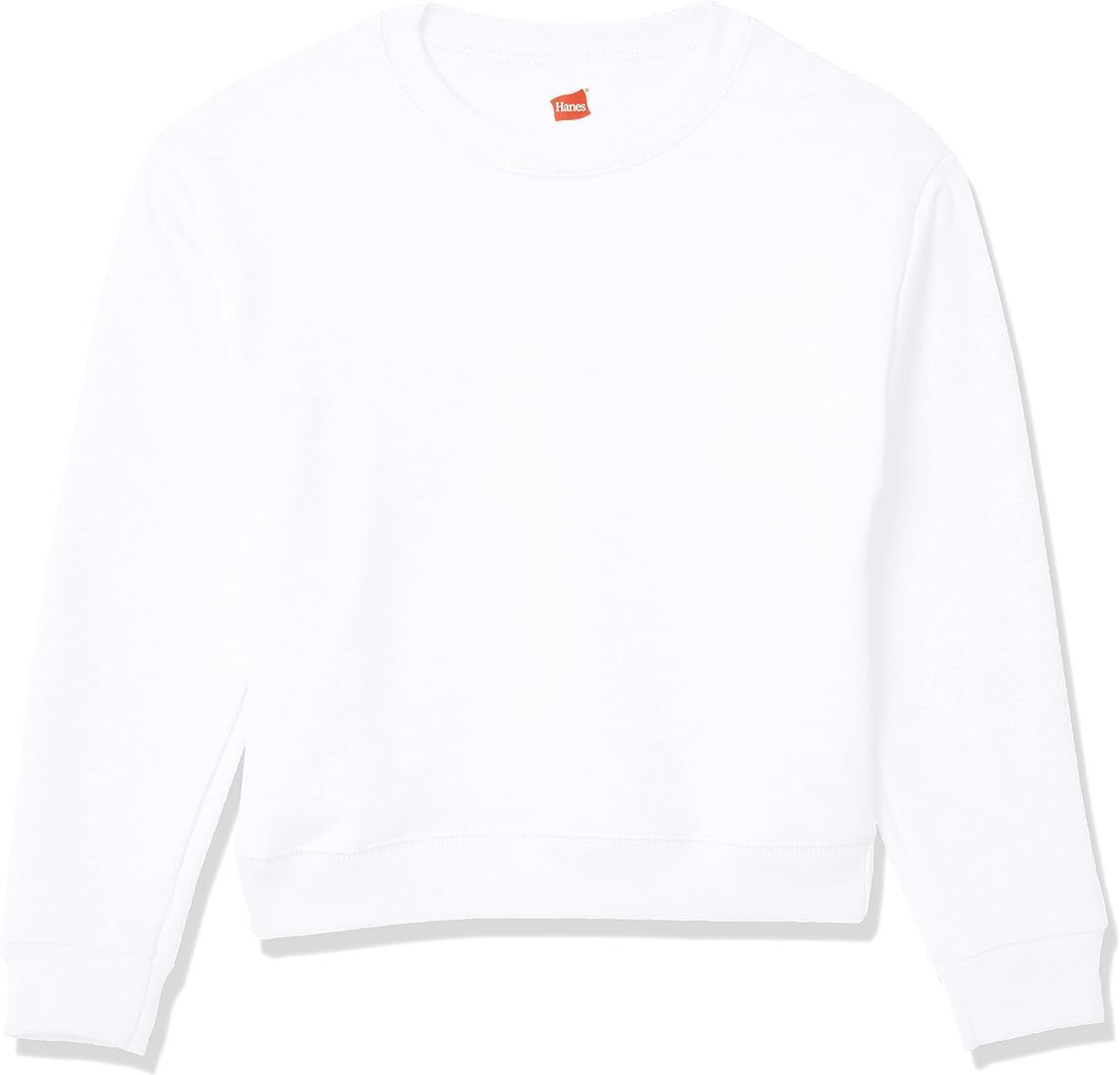 Hanes Girls EcoSmart Crewneck Sweatshirt, Soft Midweight Fleece Pullover for Girls | Amazon (US)