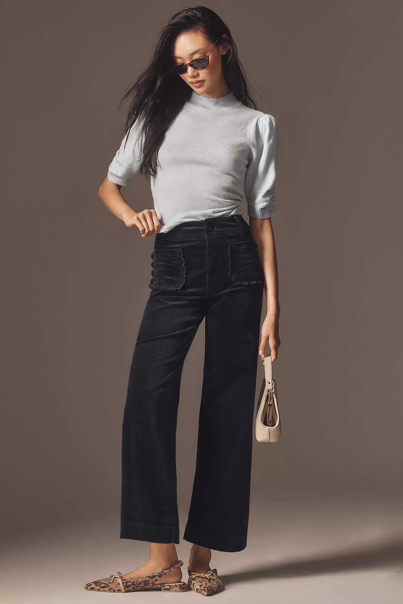 The Colette Scallop Pocket Corduroy Crop Wide-Leg Pants by Maeve | Anthropologie (US)