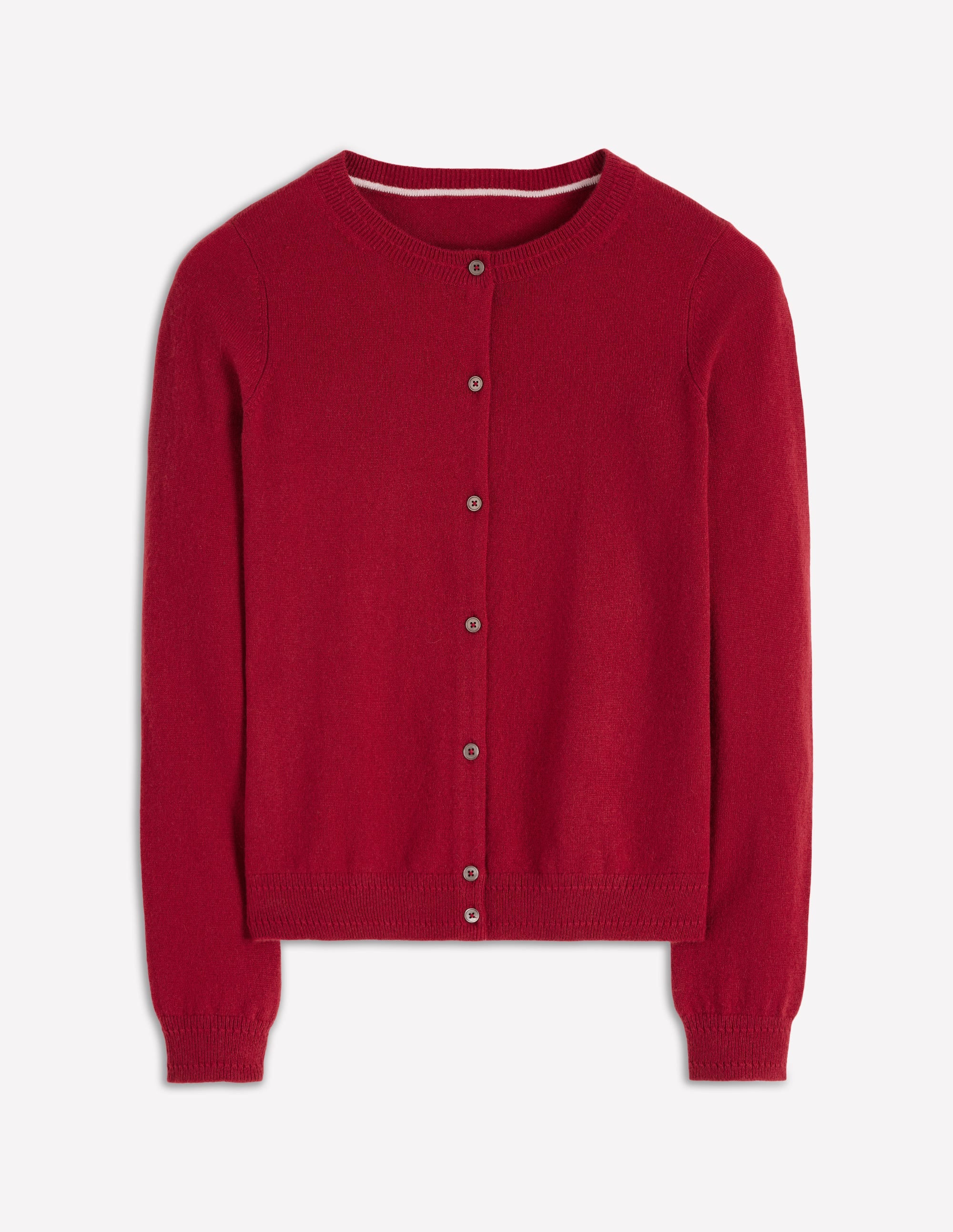 Eva Cashmere Crew Cardigan-Red Liquorice | Boden UK
