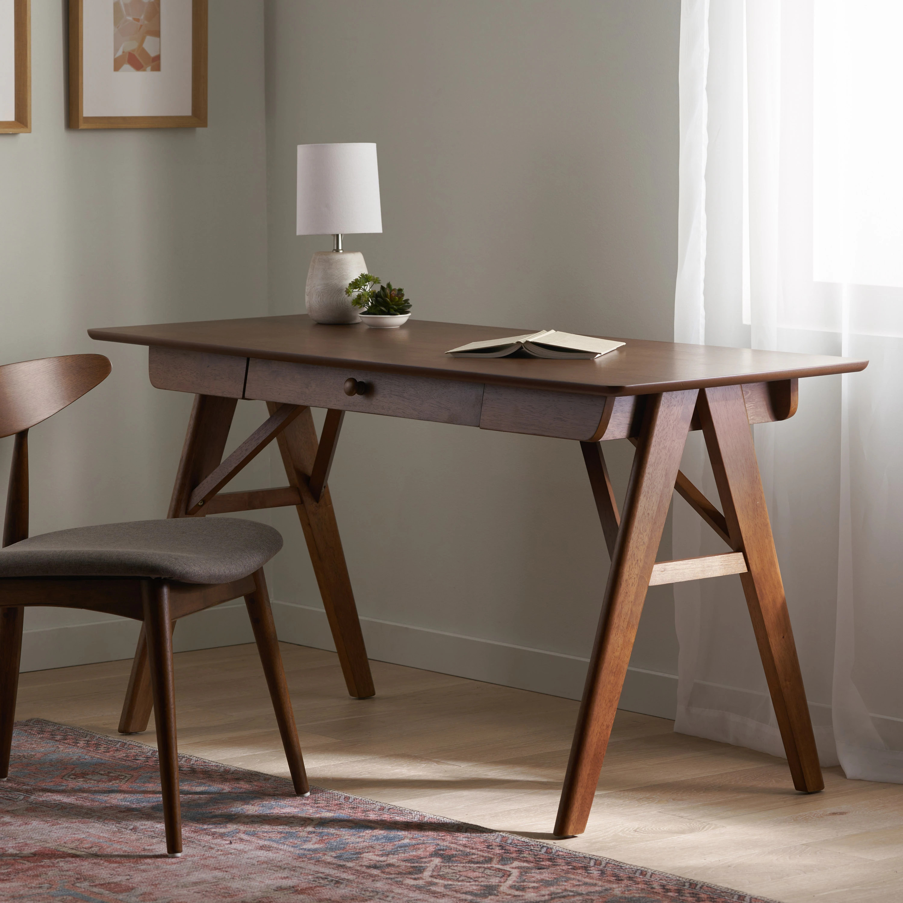 Traditional Home Office Executive Desk Wood Computer Study Desk with Drawer and Solid Wood Legs for Home Office Study | Bed Bath & Beyond