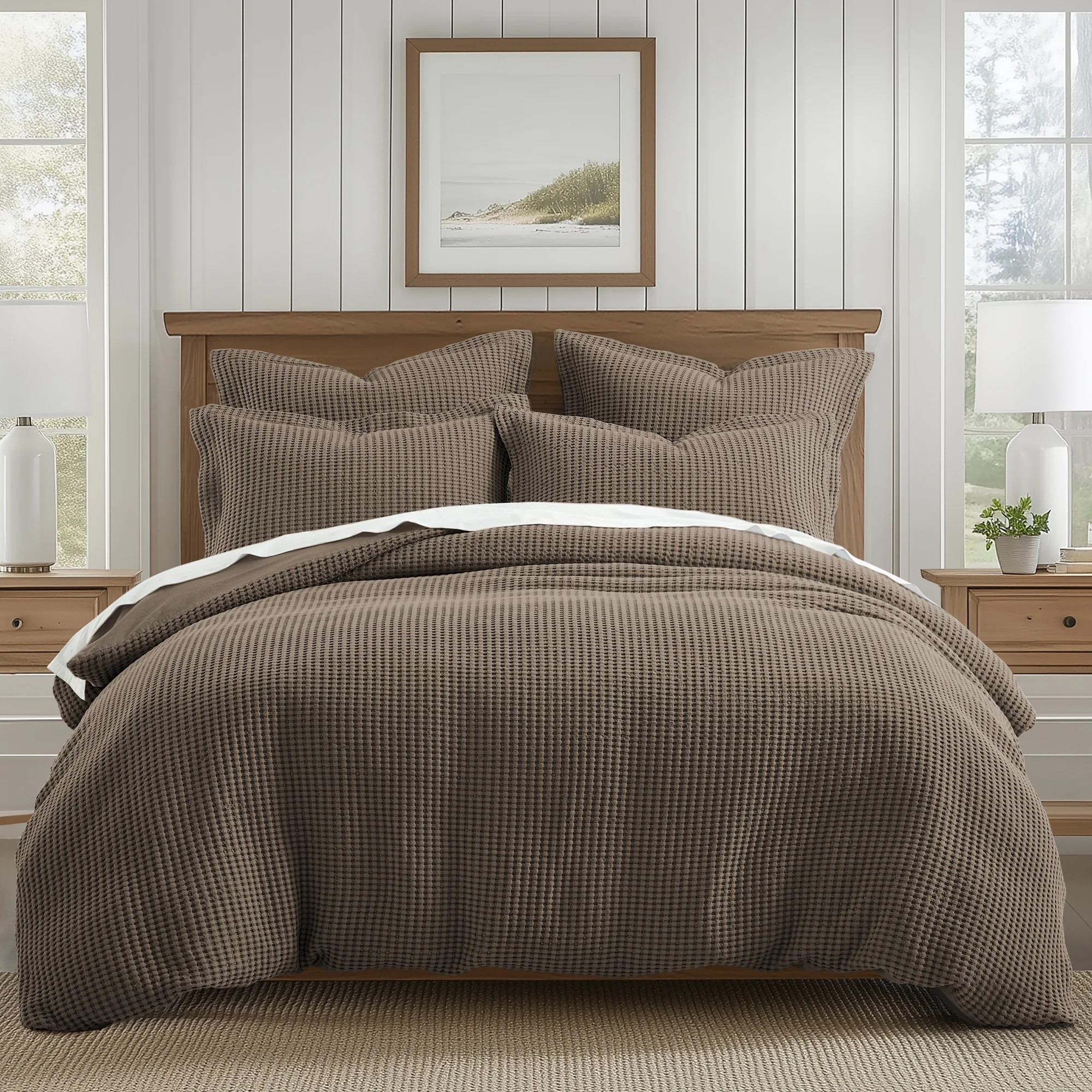 Levtex Home - Mills Waffle Latte Duvet Cover Set - King Duvet Cover + Two King Pillow Cases - Lat... | Walmart (US)