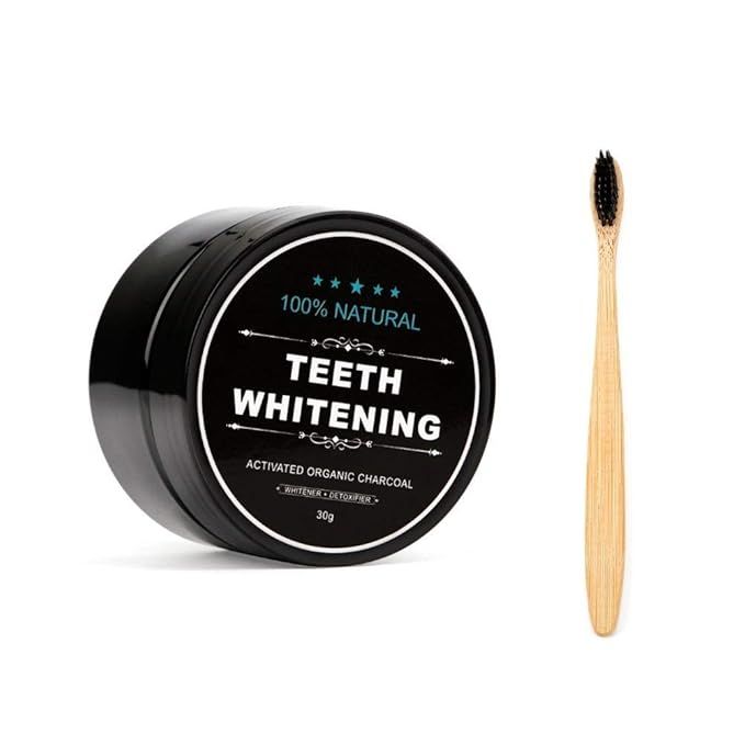 Teeth Whitening Charcoal Powder, Natural Activated Charcoal Teeth Whitener Powder with Bamboo Bru... | Amazon (US)