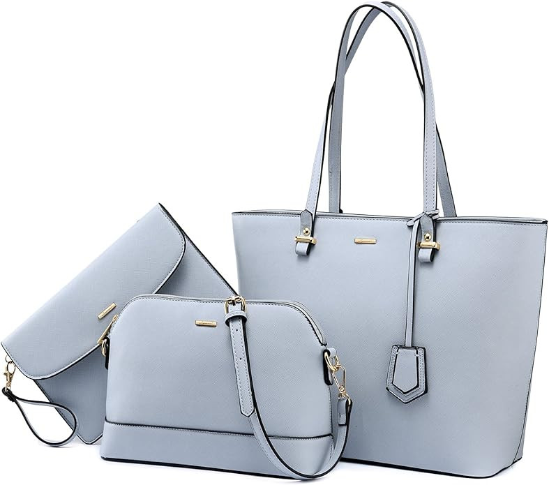 Handbags for Women Fashion Tote Bags Shoulder Bag Top Handle Satchel Purse Set 3pcs | Amazon (US)