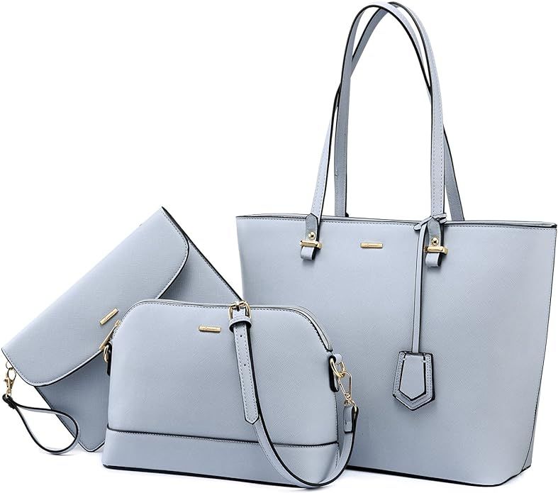 Handbags for Women Fashion Tote Bags Shoulder Bag Top Handle Satchel Purse Set 3pcs | Amazon (US)