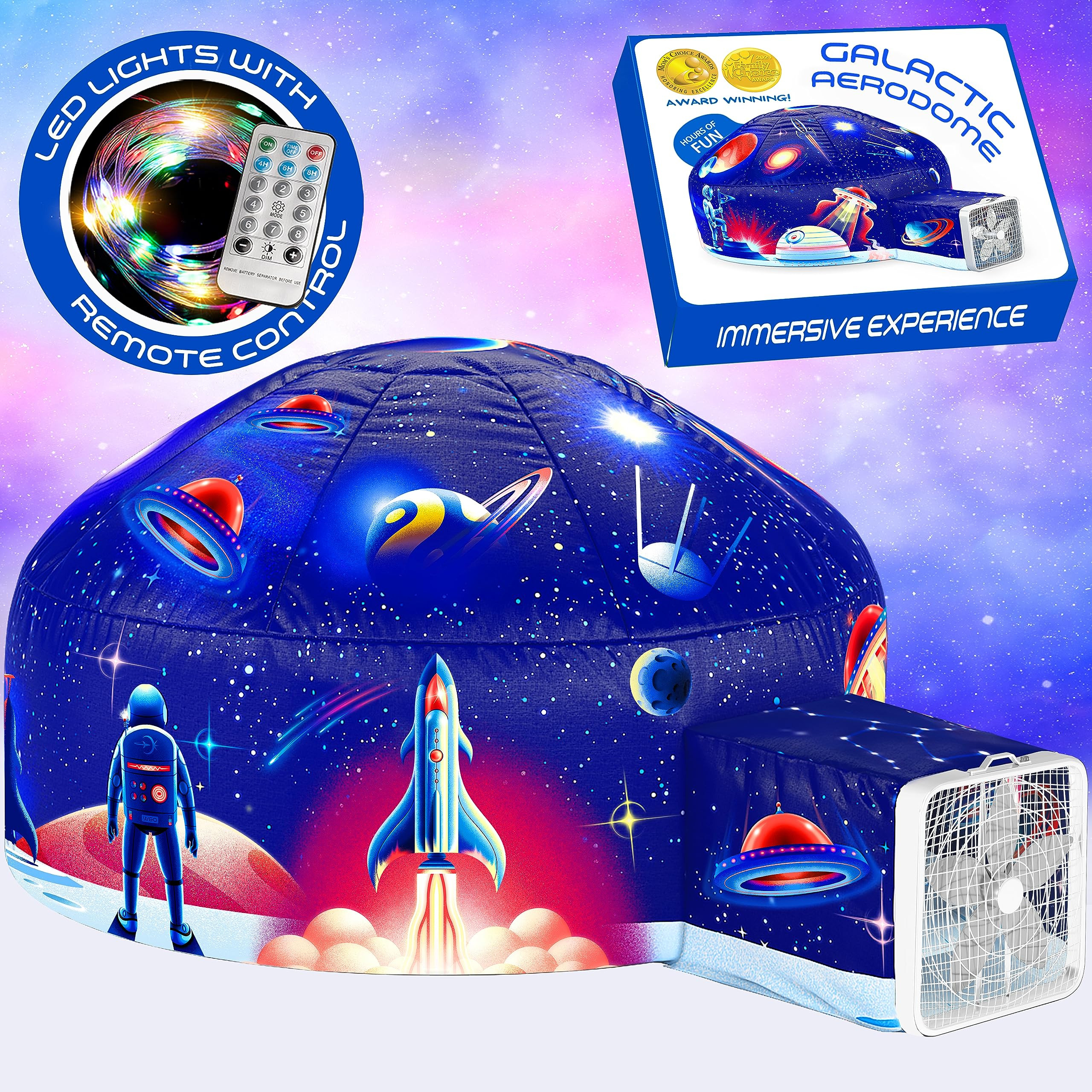 W&O Galactic Aerodome with LED Lights - Inflatable Space Fort for Kids Aged 3-12, Inflates in Sec... | Amazon (US)