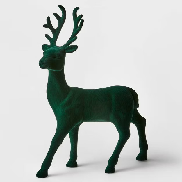 12.5" Flocked Standing Deer Decorative Figurine Green - Wondershop™ | Target