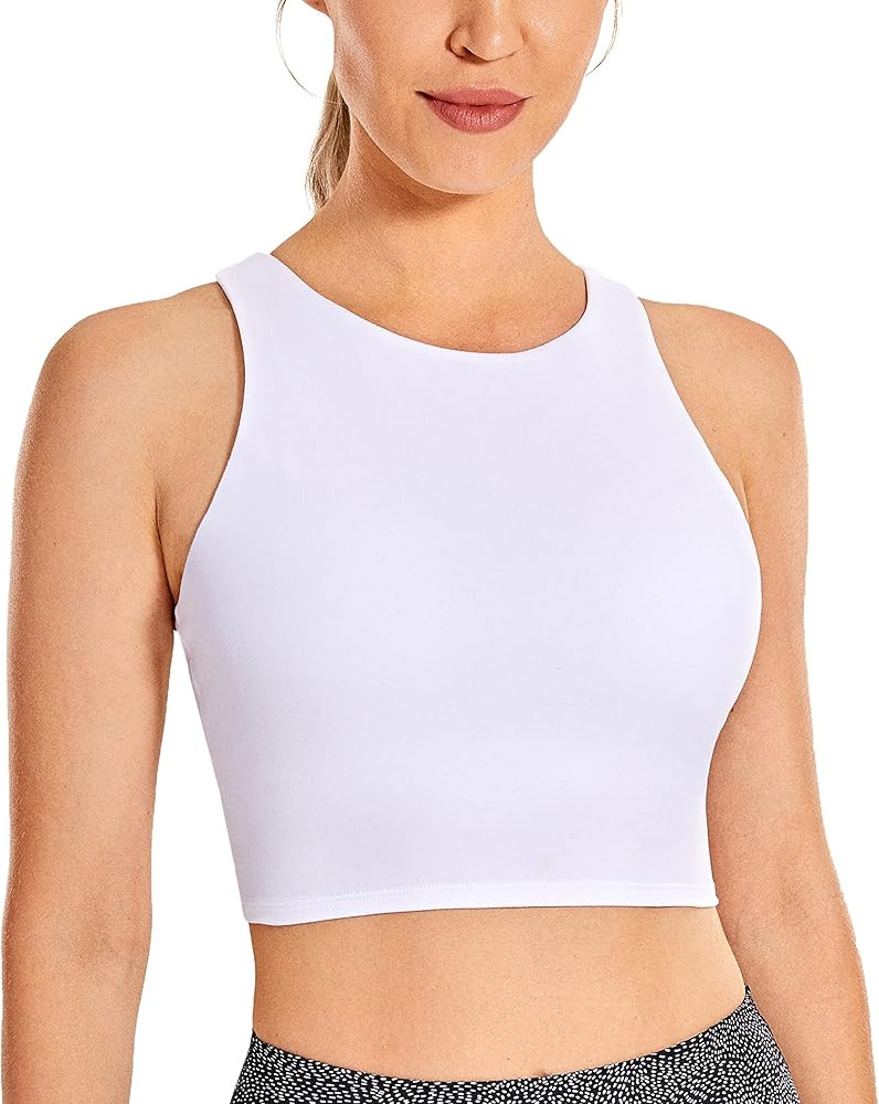 CRZ YOGA Butterluxe Racerback High Neck Longline Sports Bras for Women - Padded Workout Crop Tank... | Amazon (US)