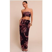 Brown Zebra Print Maxi Skirt | PrettyLittleThing US