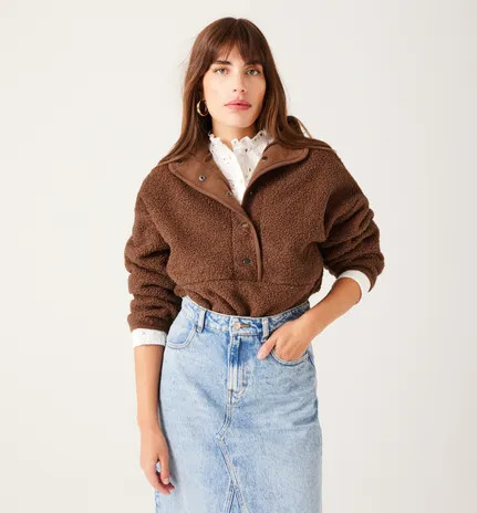 Sweat-shirt bouclettes Femme - Marron | Promod (FR)