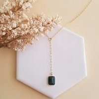 Emerald Y Necklace, Long Center Drop Bohemian Style May Birthstone, Gold Jewelry, Gift Idea | Etsy (US)