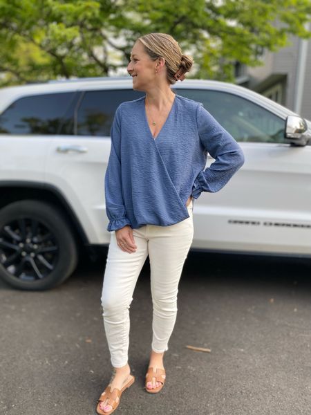 Outfit of the day. Work outfit. White denim. White jeans. Perfect for summer. Size down one in the jeans. Top is true is size. Daily thread. Redy  

#LTKunder50 #LTKstyletip #LTKunder100